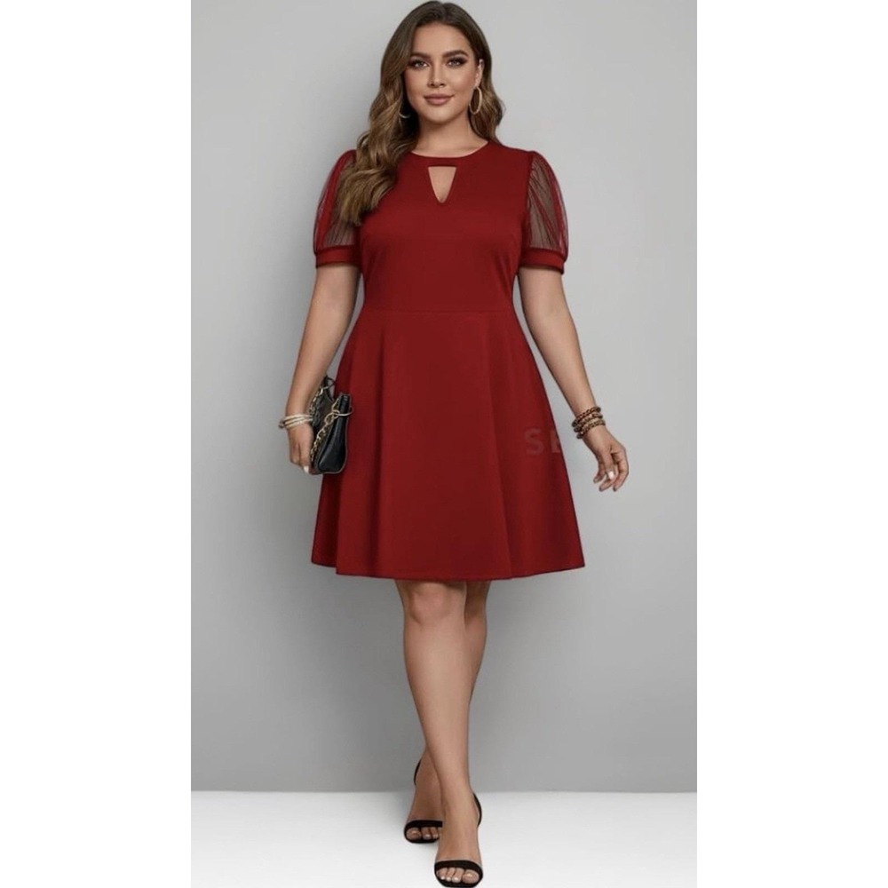 SHEIN CURVE size 3XL red short sleeve dress Plus Size Women On Trend